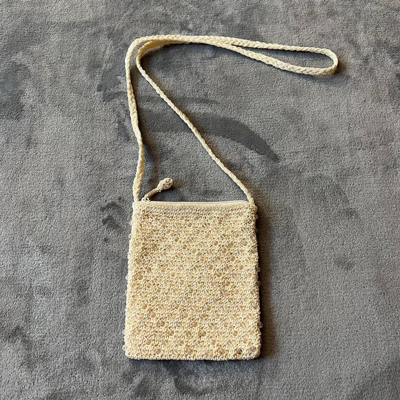 Women's Crochet Beaded Mini Bag Lightweight Coastal Boho Cottagecore - Picture 1 of 9